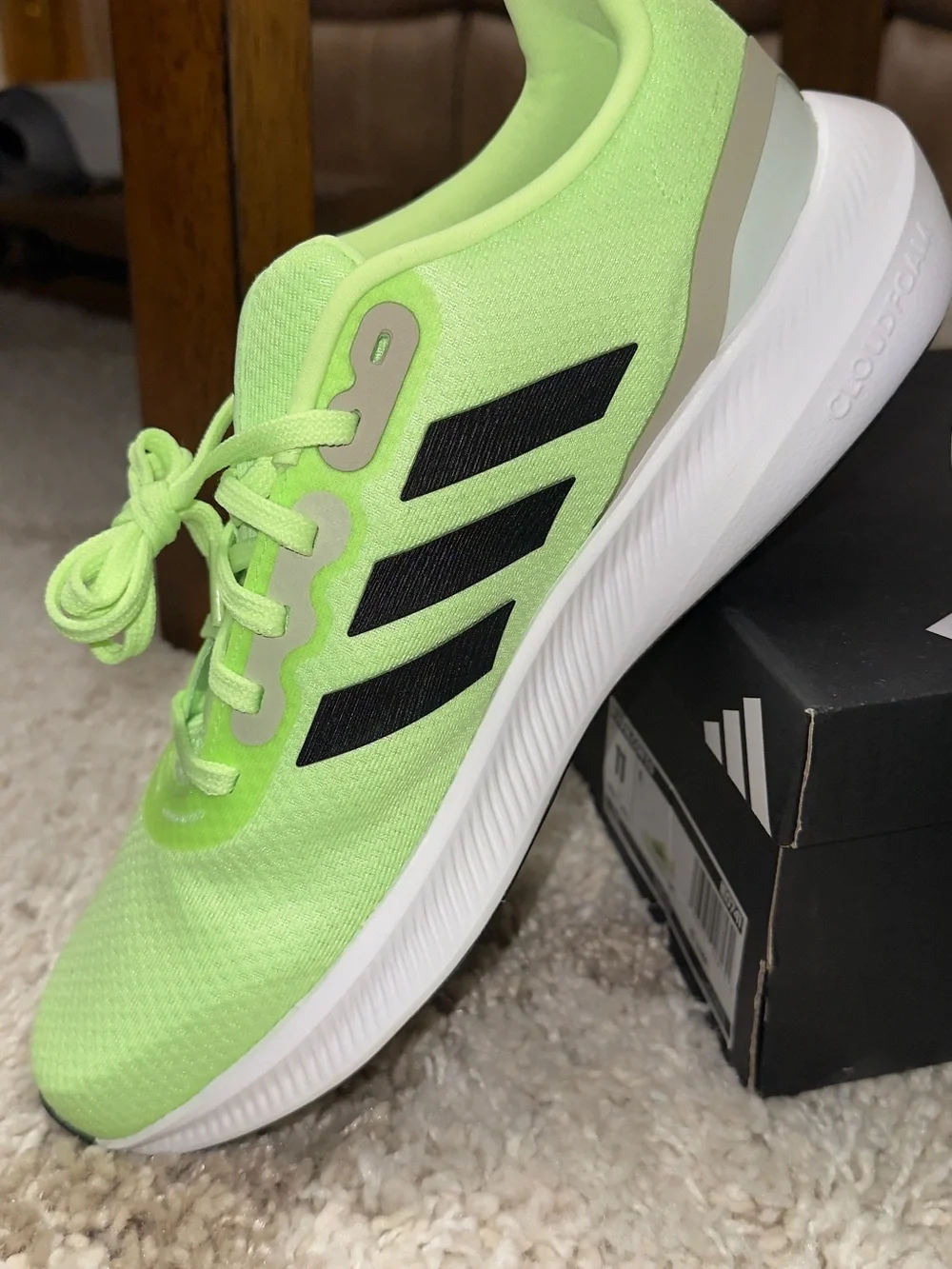 adidas Runfalcon 3.0 Neon Lime/Black Shoe Box Label